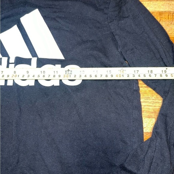 Adidas Youth XL (14/16) Black White Graphic Logo Long Sleeve Crew Neck Shirt - Picture 4 of 5
